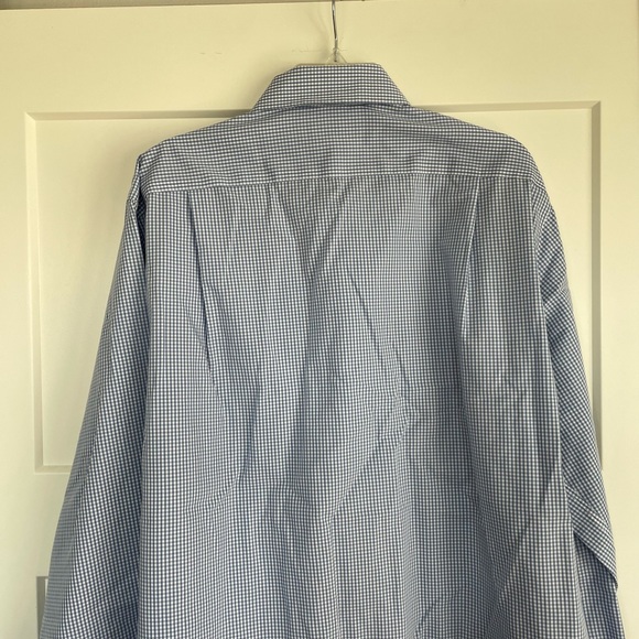 Mens 17-1/2/36 Croft & Barrow blue plaid dress shirt - Picture 4 of 4